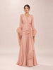 Geisha Feather-Cuff Gown in Chiffon