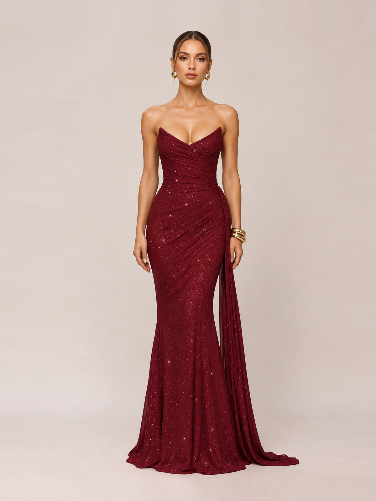 Ashika Maxi Dress in Wine Sparkle