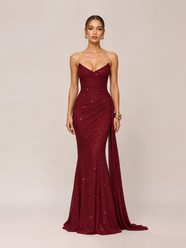 Ashika Maxi Dress in Wine Sparkle