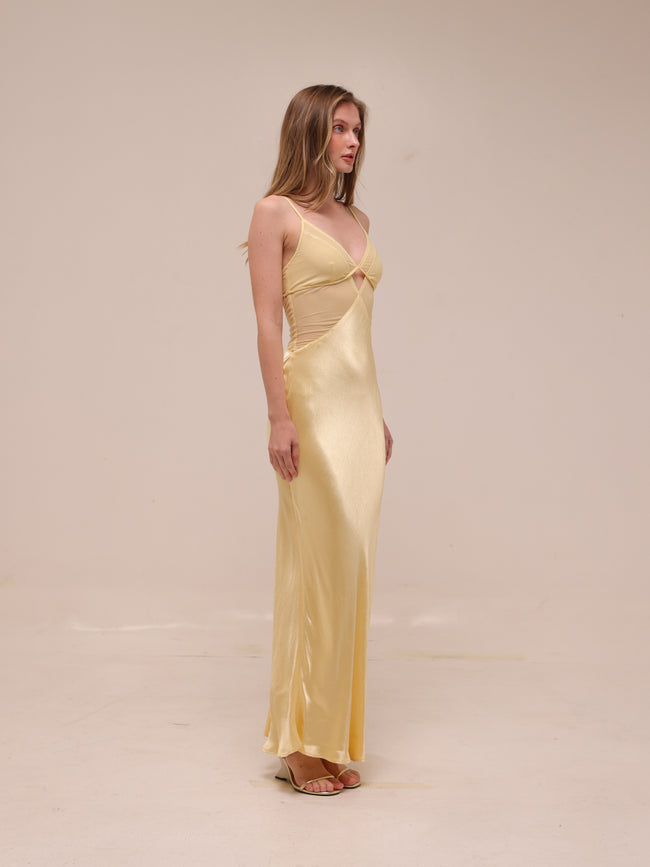 Margot V Maxi Dress in Butter Yellow