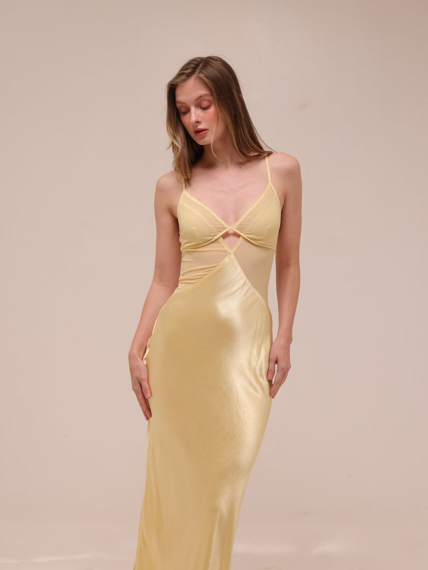 Margot V Maxi Dress in Butter Yellow