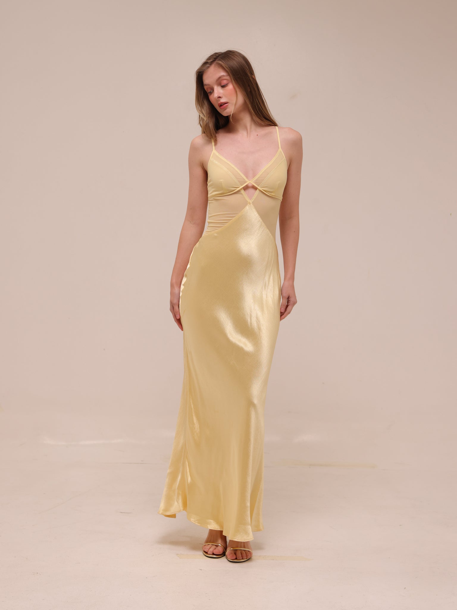 Margot V Maxi Dress in Butter Yellow