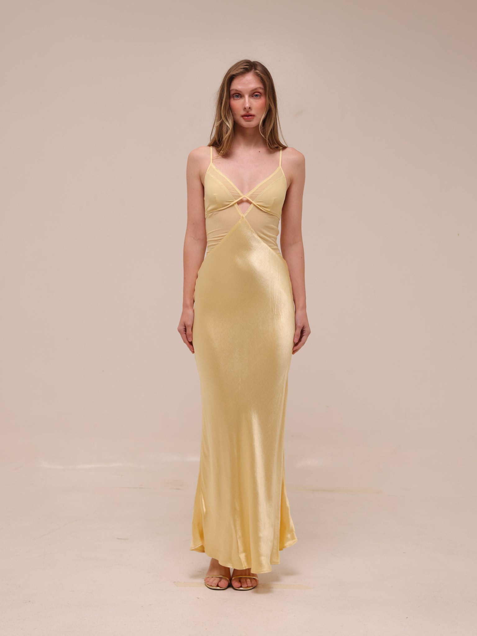 Margot V Maxi Dress in Butter Yellow
