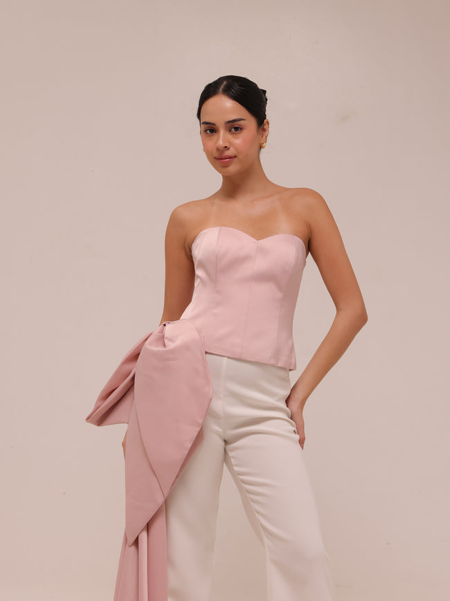 Pink Draped Bow Top