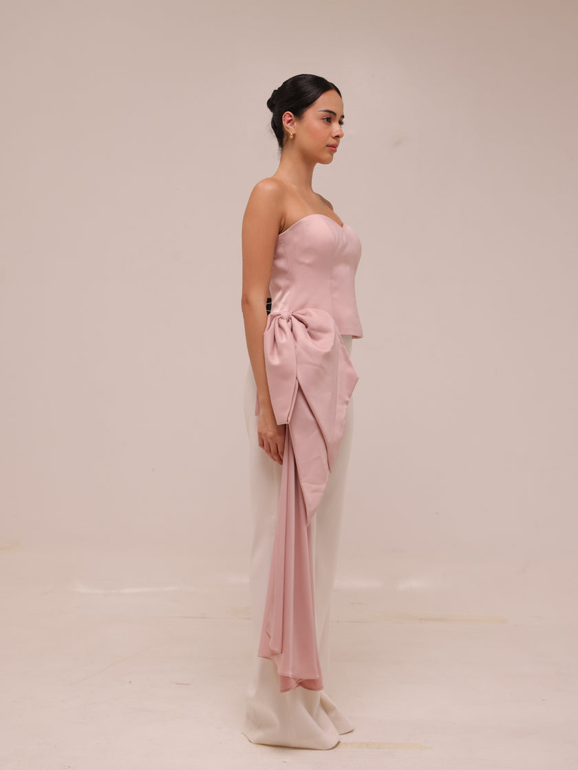 Pink Draped Bow Top