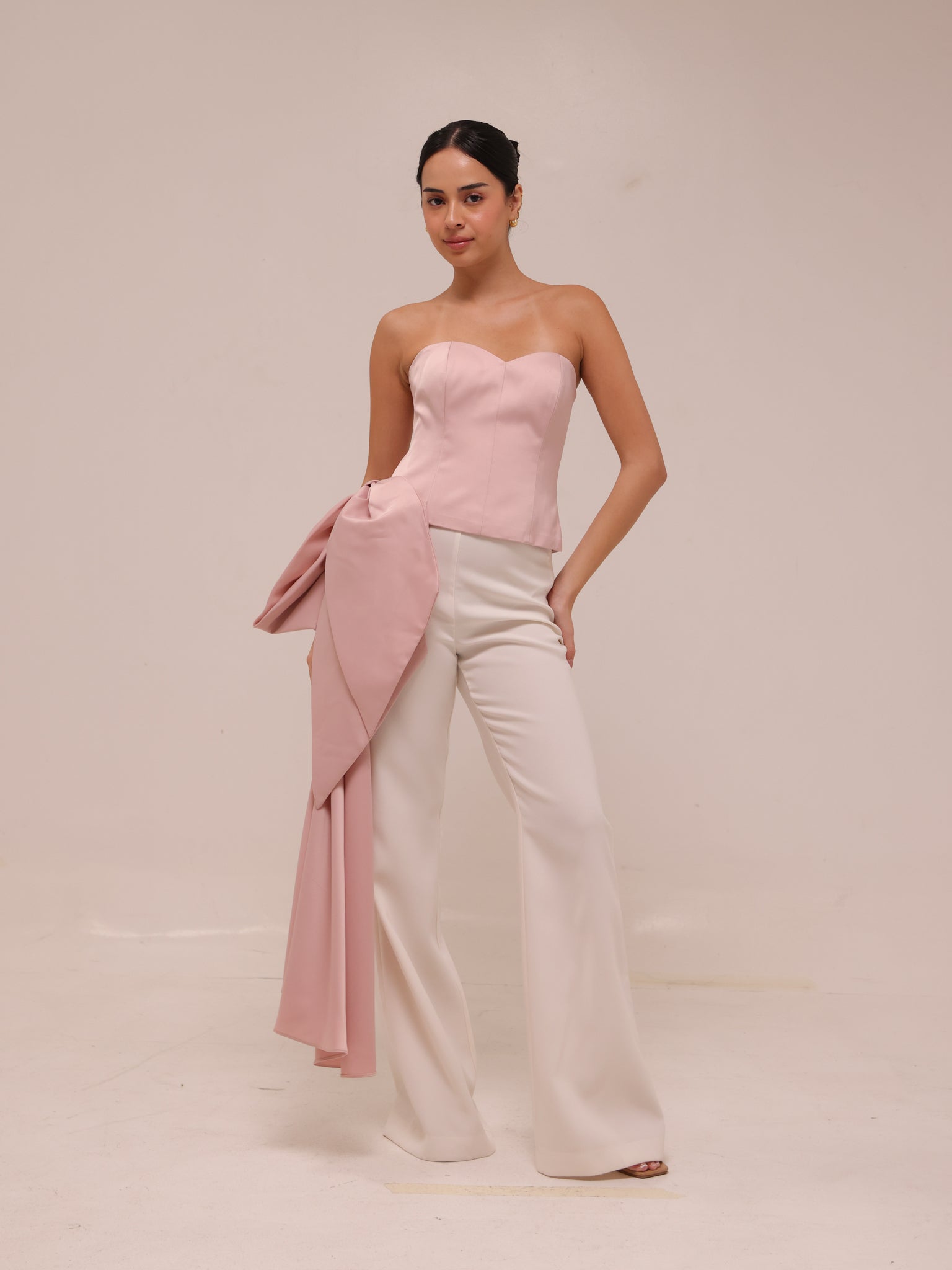 Pink Draped Bow Top