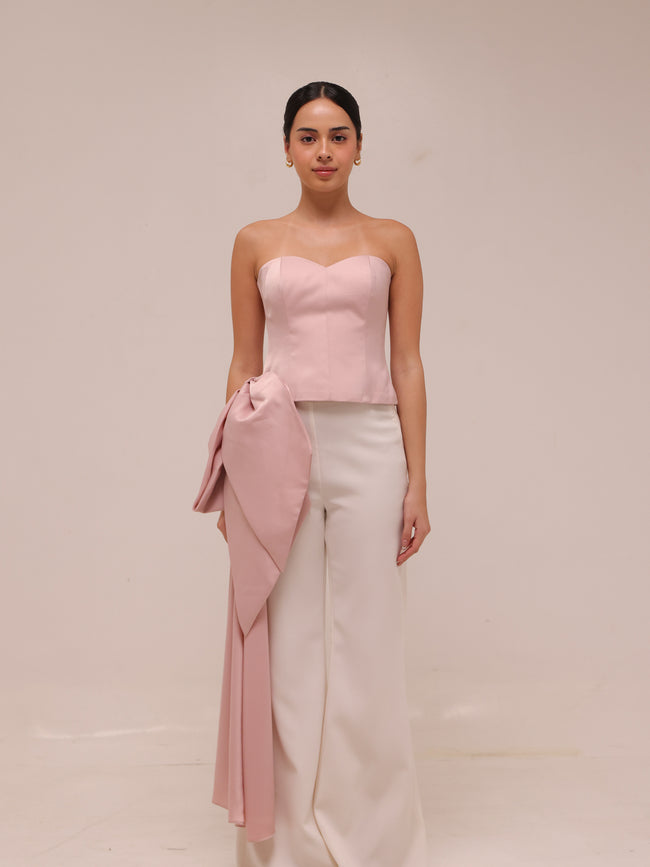 Pink Draped Bow Top