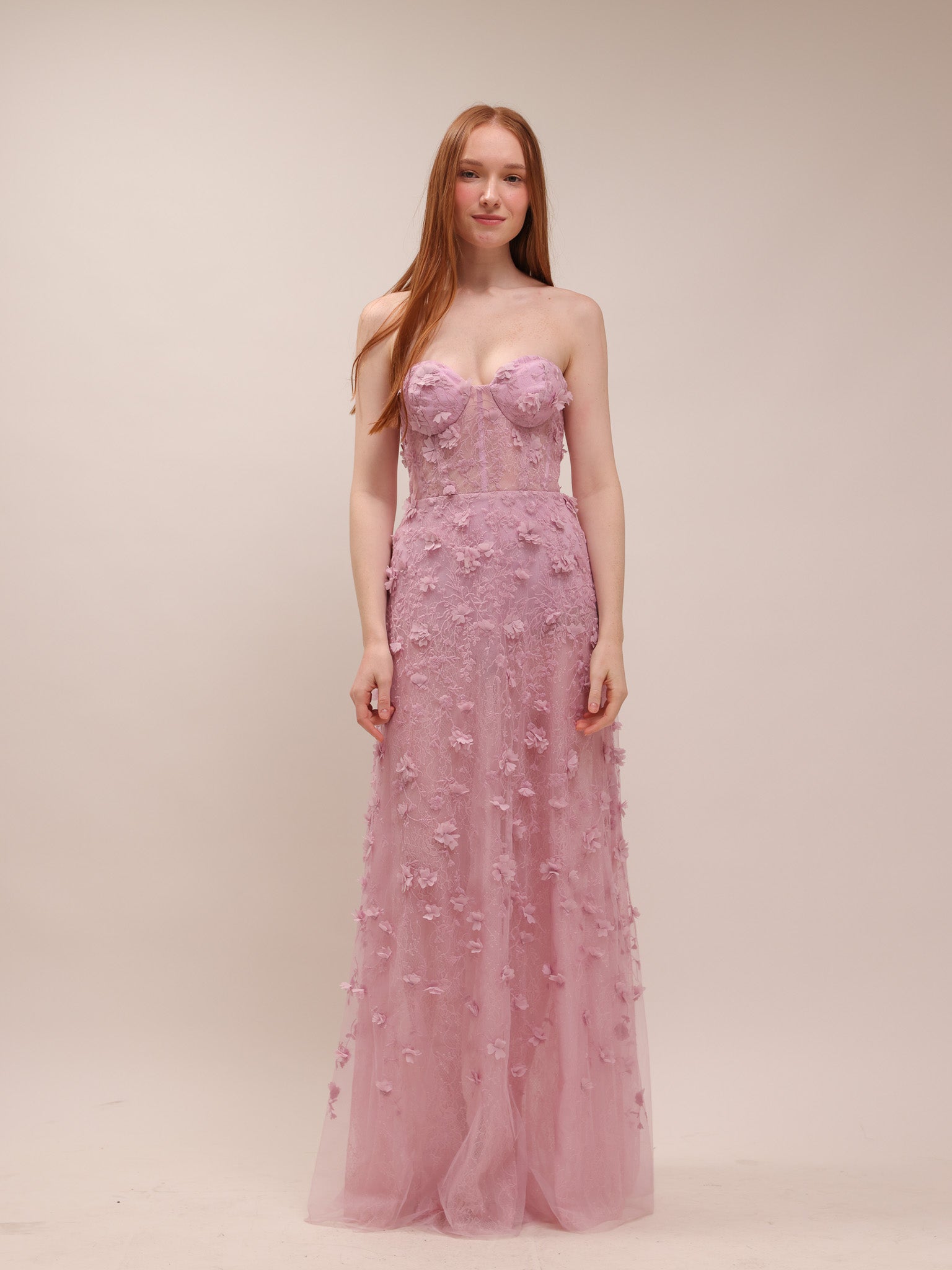 Petal Whisper Appliqué Gown