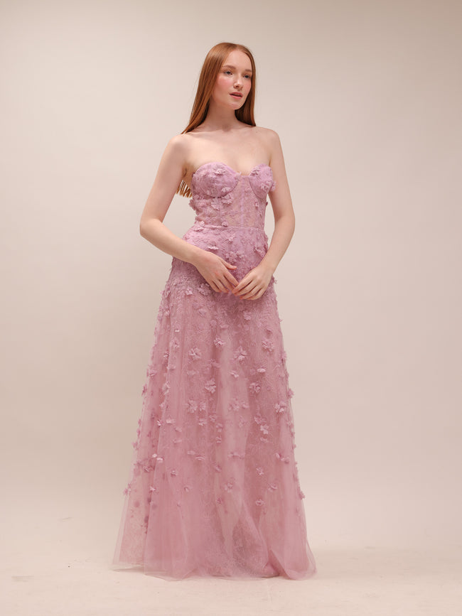 Petal Whisper Appliqué Gown