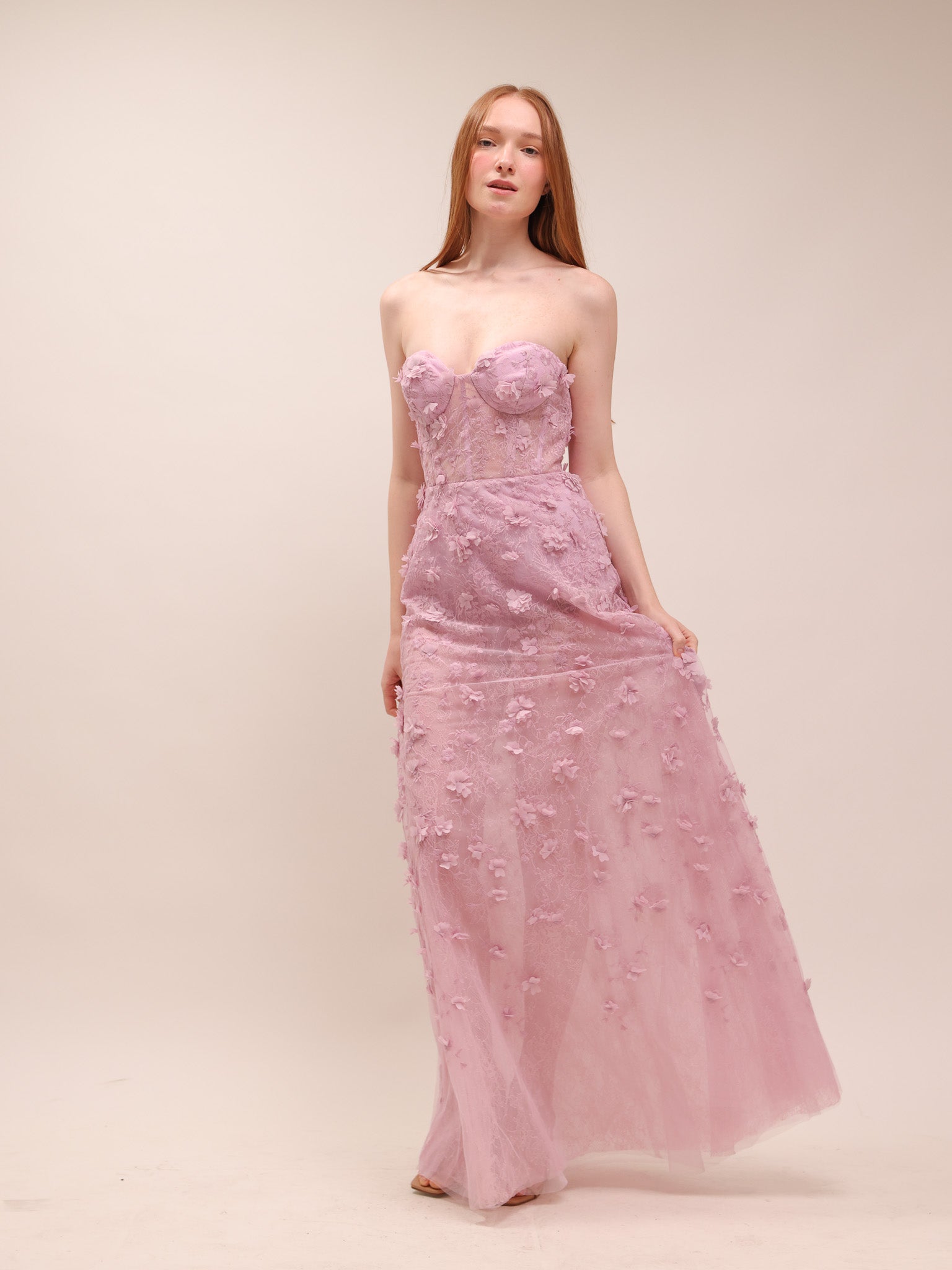 Petal Whisper Appliqué Gown
