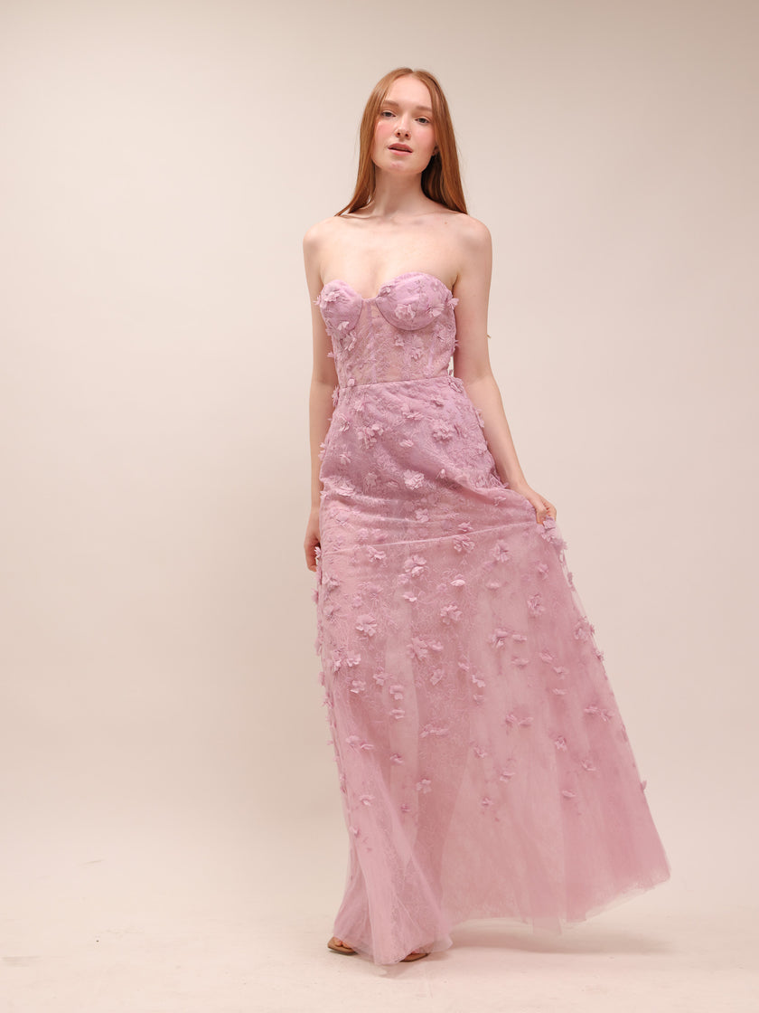 Petal Whisper Appliqué Gown
