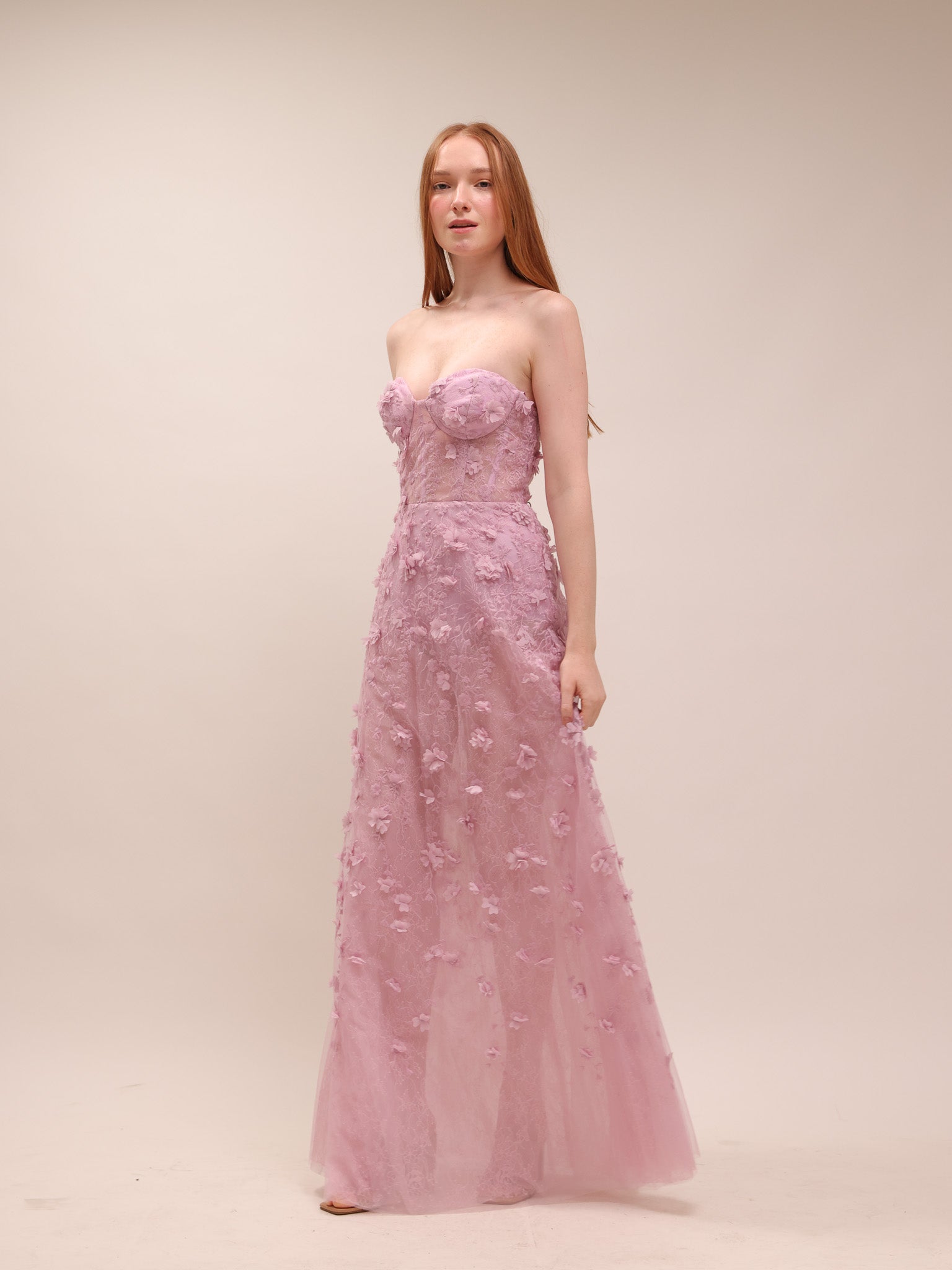 Petal Whisper Appliqué Gown