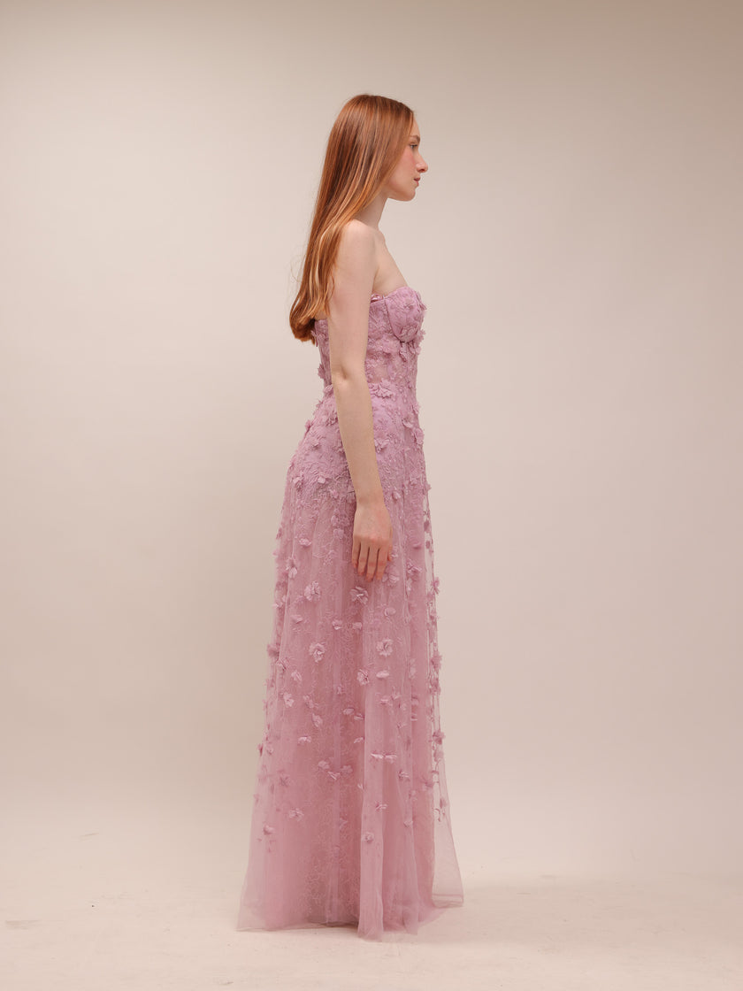 Petal Whisper Appliqué Gown