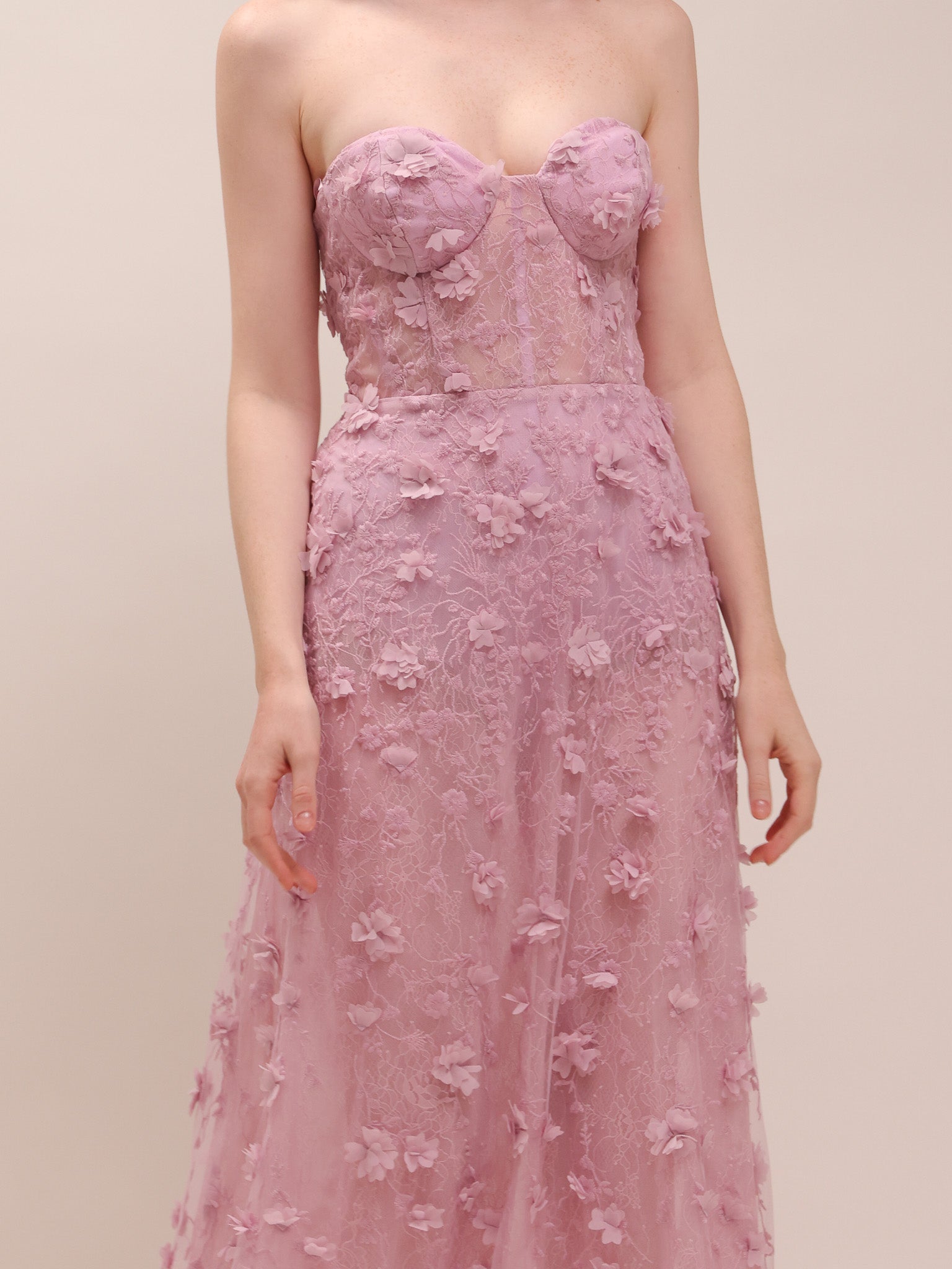 Petal Whisper Appliqué Gown