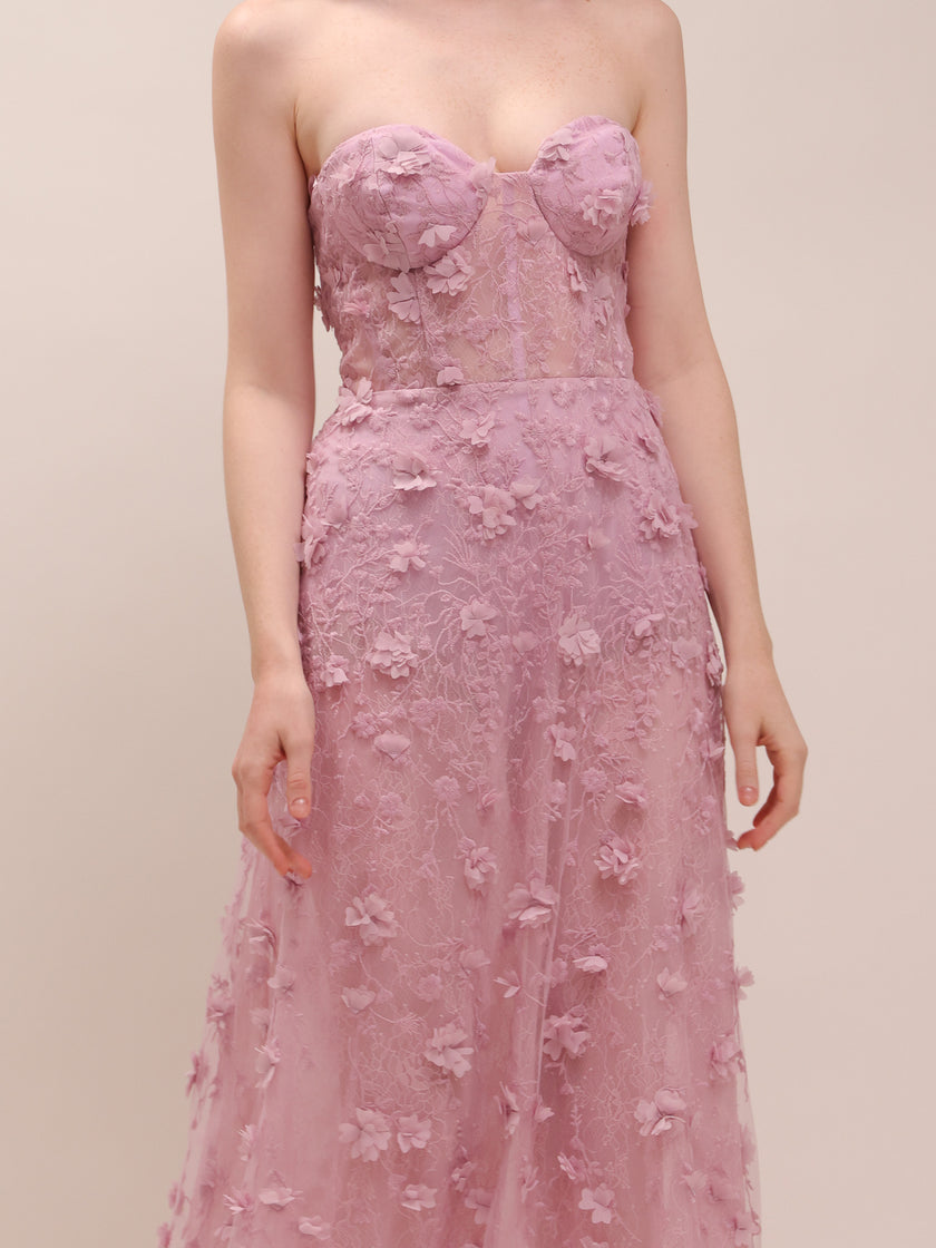 Petal Whisper Appliqué Gown