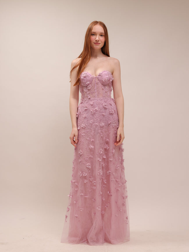 Petal Whisper Appliqué Gown
