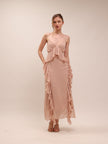 Ellington Crystal Strap Ruffle Midi Dress