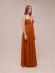 Ziv Pleated Chiffon Gown In Rust