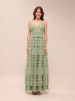 Sage Tiered Tulle Maxi Dress