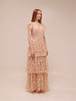 Willow Embroidered Ruffle Evening Dress