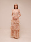 Willow Embroidered Ruffle Evening Dress