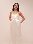Strapless Satin Midi Dress