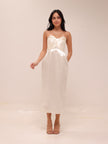 Strapless Satin Midi Dress