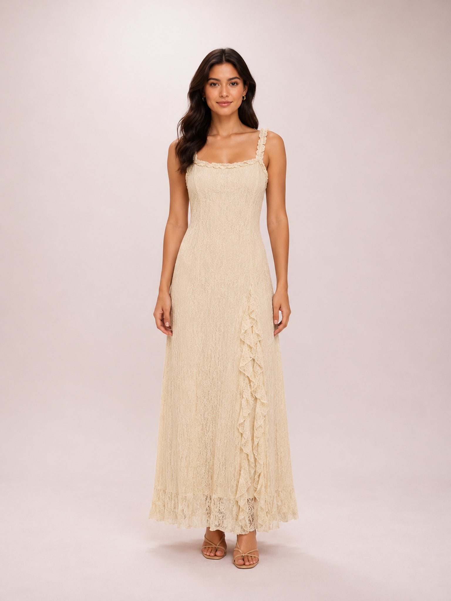 Lace Midi Dress In Ecru