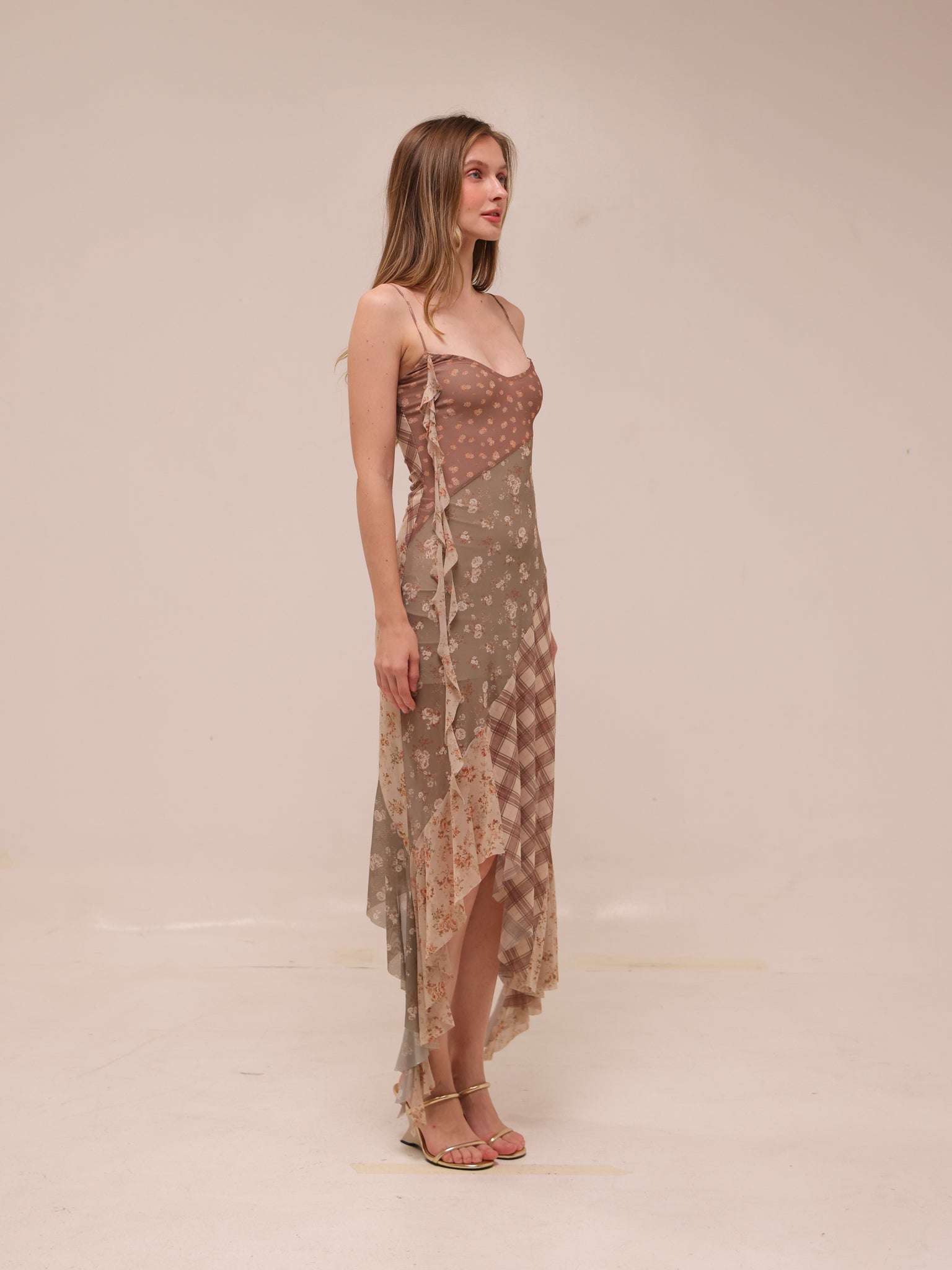 Meadow Patchwork Slip Midi Dress