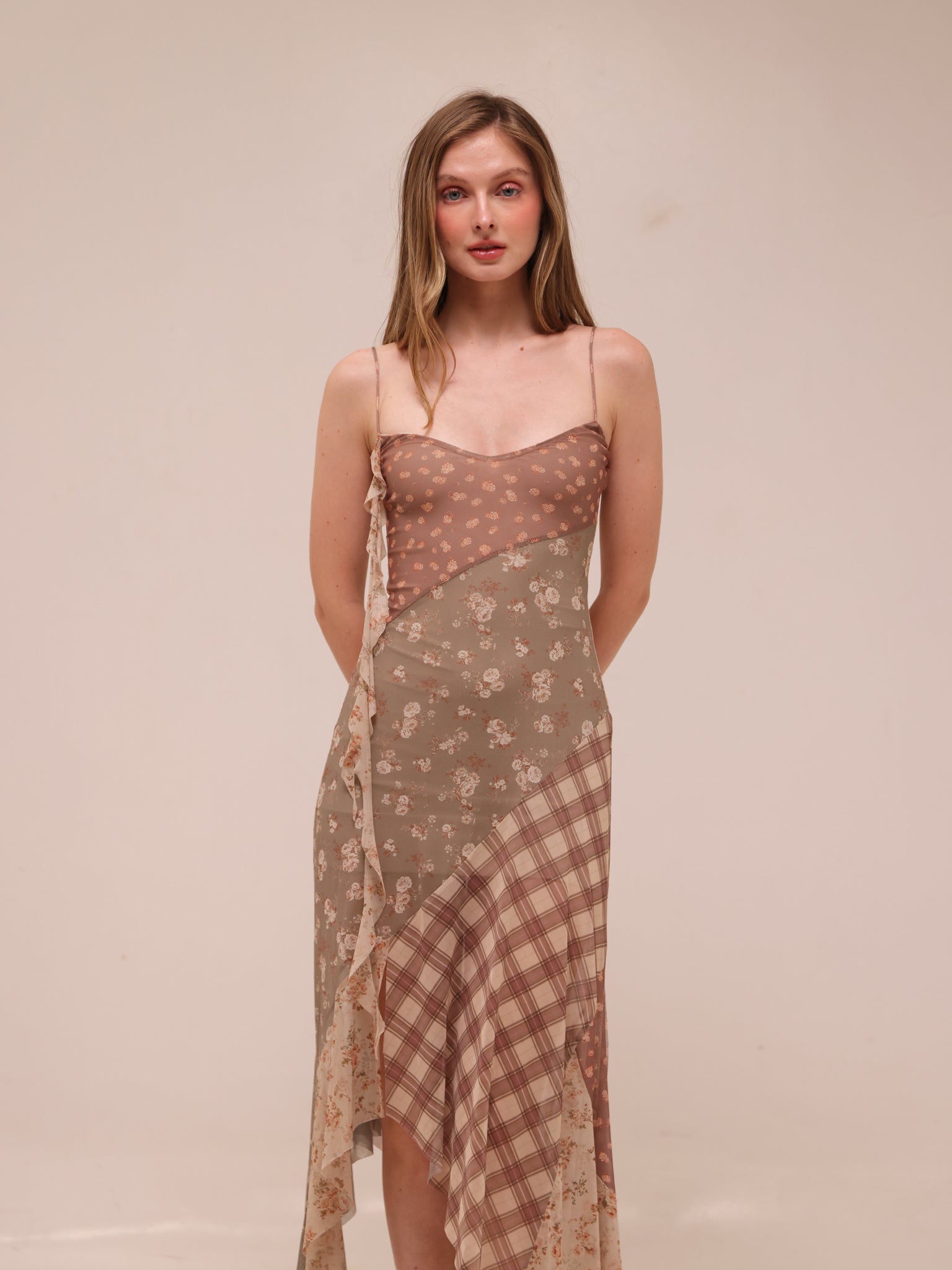 Meadow Patchwork Slip Midi Dress