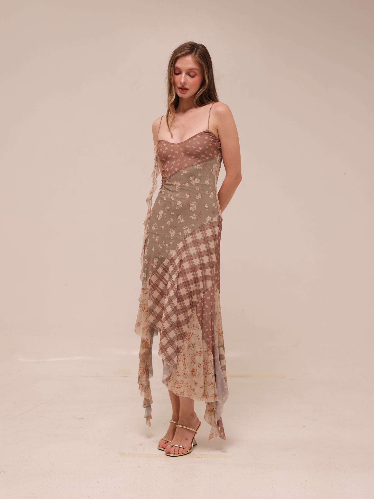 Meadow Patchwork Slip Midi Dress