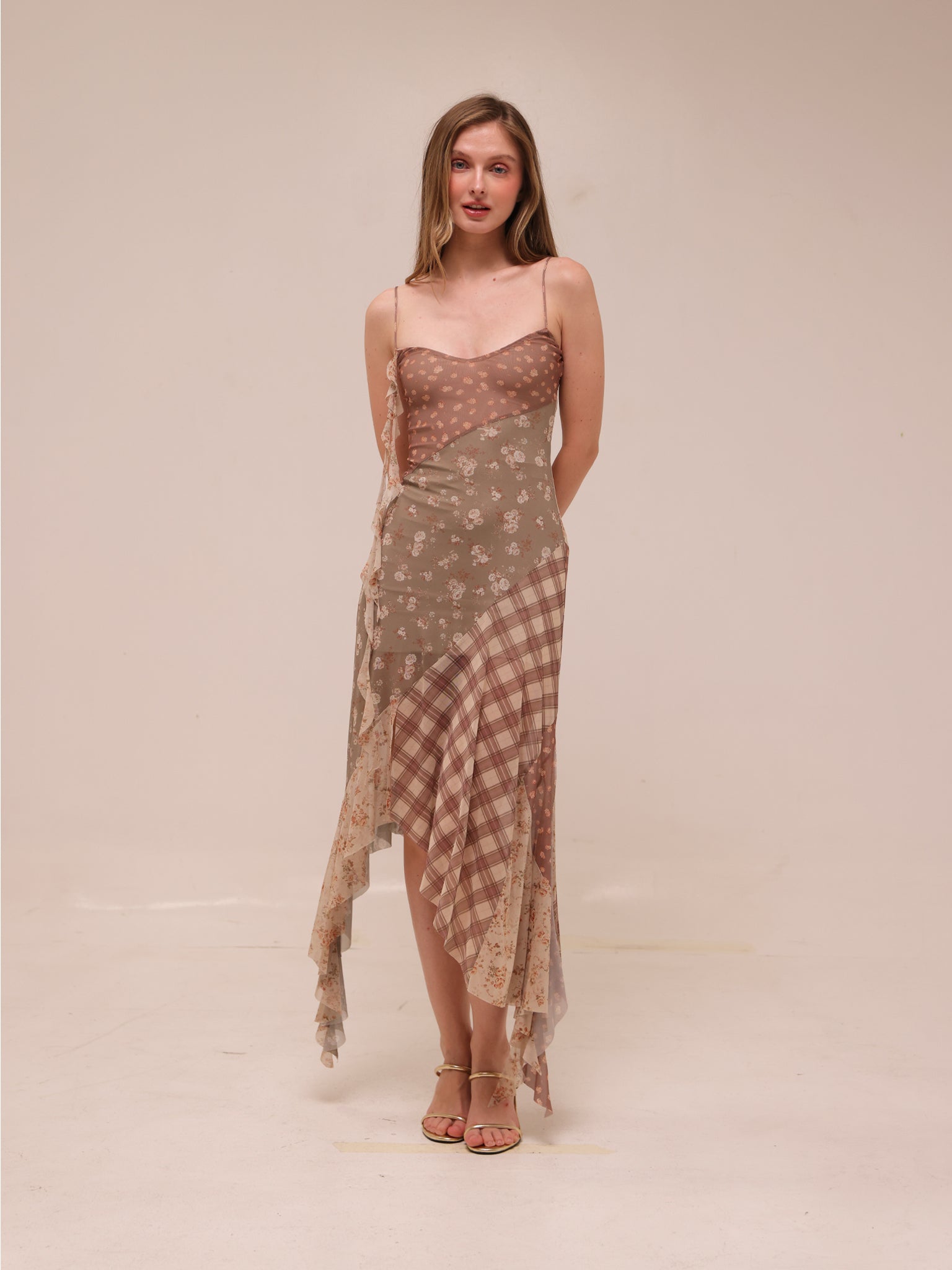 Meadow Patchwork Slip Midi Dress