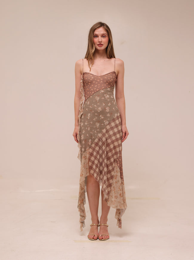 Meadow Patchwork Slip Midi Dress