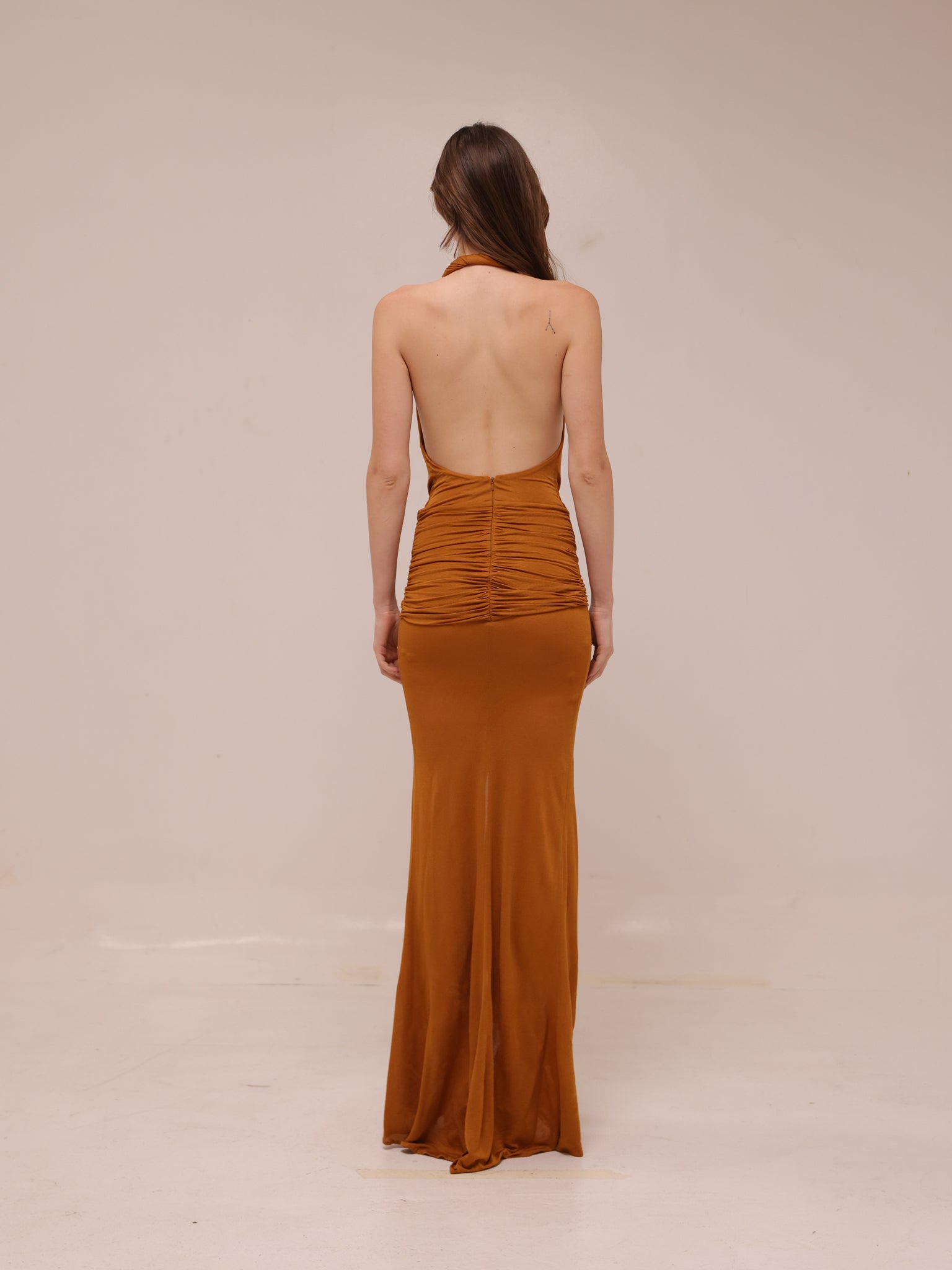 Draped Viscose Long Halter Dress