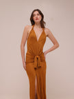 Draped Viscose Long Halter Dress