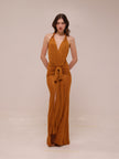 Draped Viscose Long Halter Dress