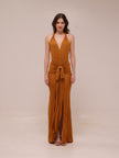 Draped Viscose Long Halter Dress