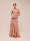 Moriza Power Pink Tulle Lace Gown