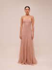 Moriza Power Pink Tulle Lace Gown