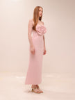 Rosette Scuba Strapless Gown