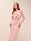 Rosette Scuba Strapless Gown