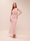 Rosette Scuba Strapless Gown