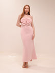 Rosette Scuba Strapless Gown