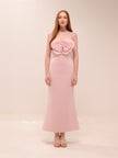 Rosette Scuba Strapless Gown
