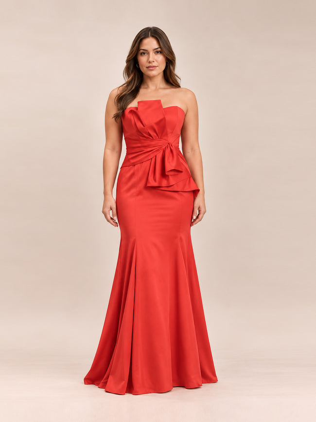 Sweetheart Cascade Ruffle Gown Orange