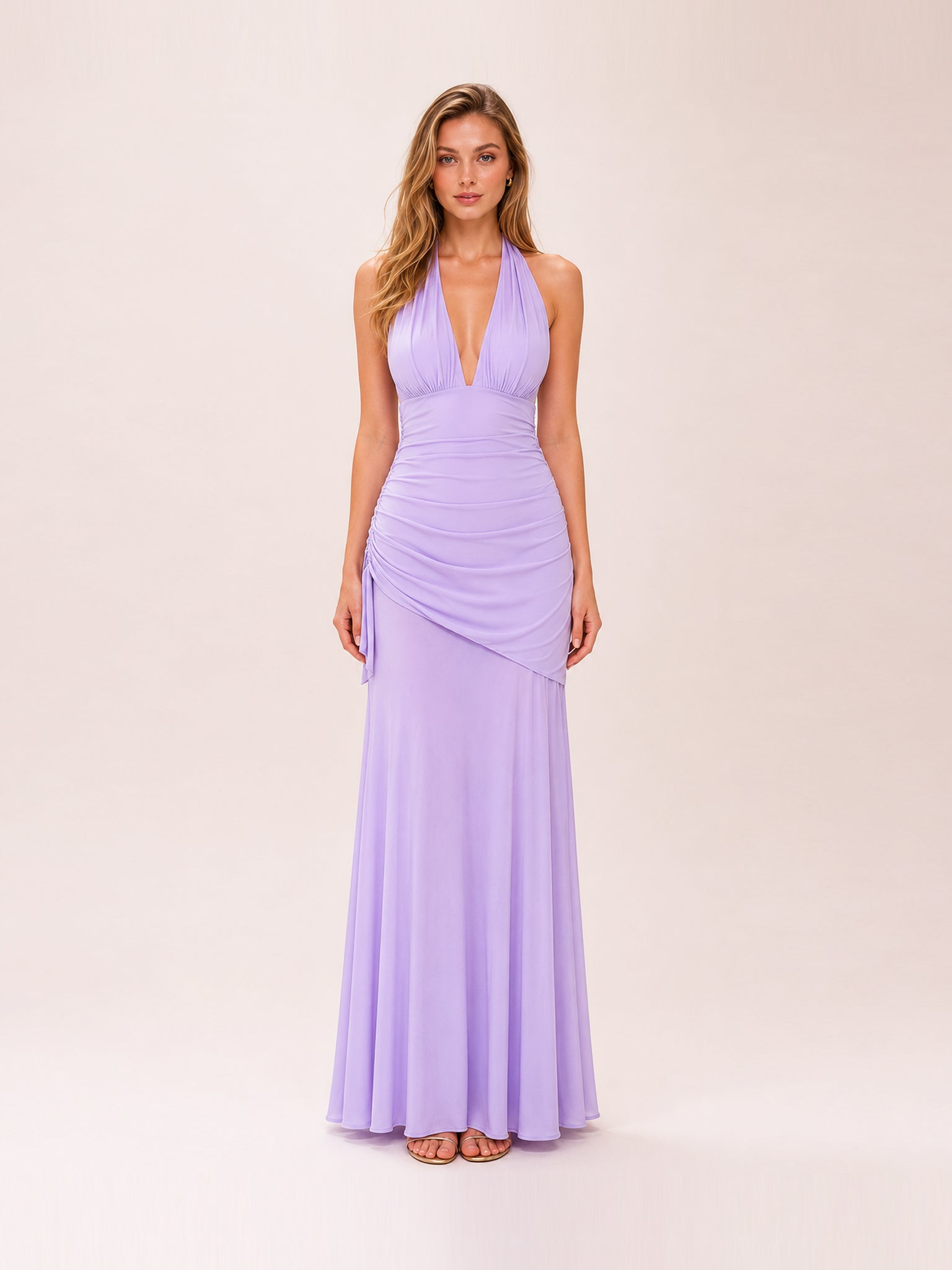 Ophelia Halter Neck Maxi Dress in Lilac