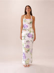 Bay Halter Neck Gathered Dress in Garden Party