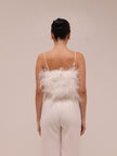 Ostrich Feather Bandeau Top White