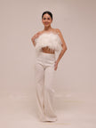 Ostrich Feather Bandeau Top White