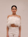 Ostrich Feather Bandeau Top White